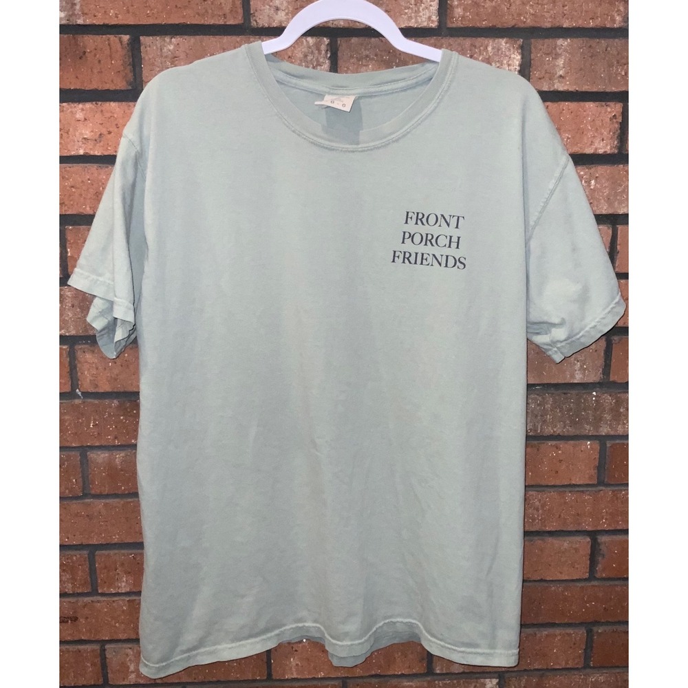 Comfort Colors Front Porch Friends Graphic Tee Sage Green Heavyweight Tee Size L